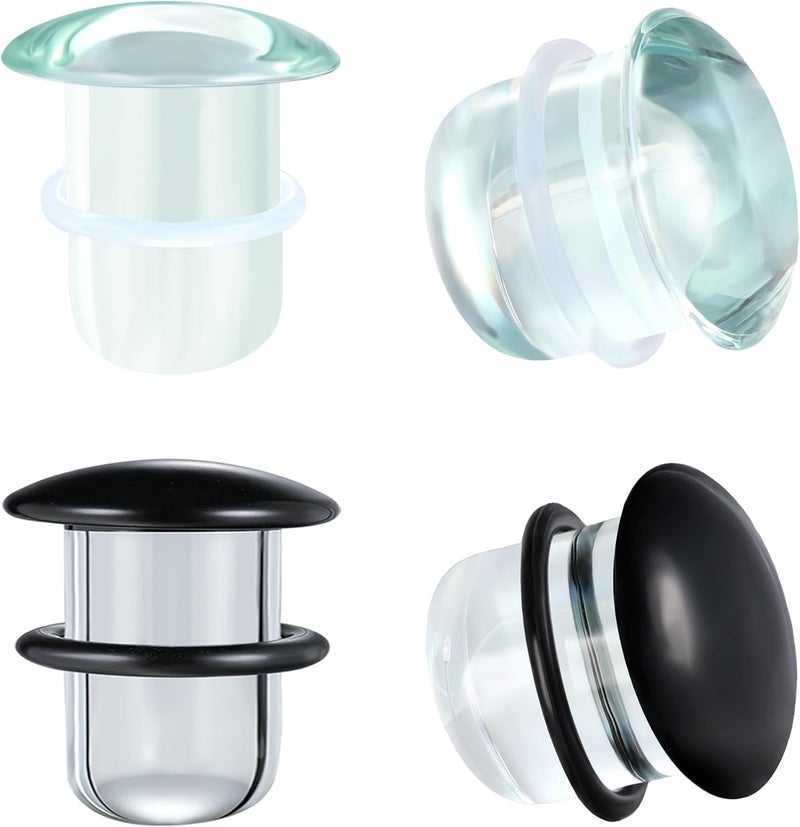 AccGin Store Glass Ear Stretching Kit Single Flare Plugs & Rubber Rings Unique 1mm Increments 3mm-25mm Gradual Sizing Smooth Glass Gauges for Daily Wear Earring Expander Stretcher Piercing Body Jewelry 4Pcs - Image 1